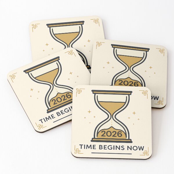 Item preview, Time Begins Now 2026 – Elegant Hourglass Art for Christmas 2026 and New Year 2026 New Beginnings designed and sold by InkoraLab.