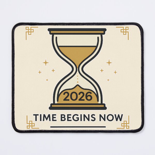 Item preview, Time Begins Now 2026 – Elegant Hourglass Art for Christmas 2026 and New Year 2026 New Beginnings designed and sold by InkoraLab.