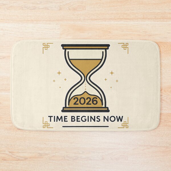 Item preview, Time Begins Now 2026 – Elegant Hourglass Art for Christmas 2026 and New Year 2026 New Beginnings designed and sold by InkoraLab.