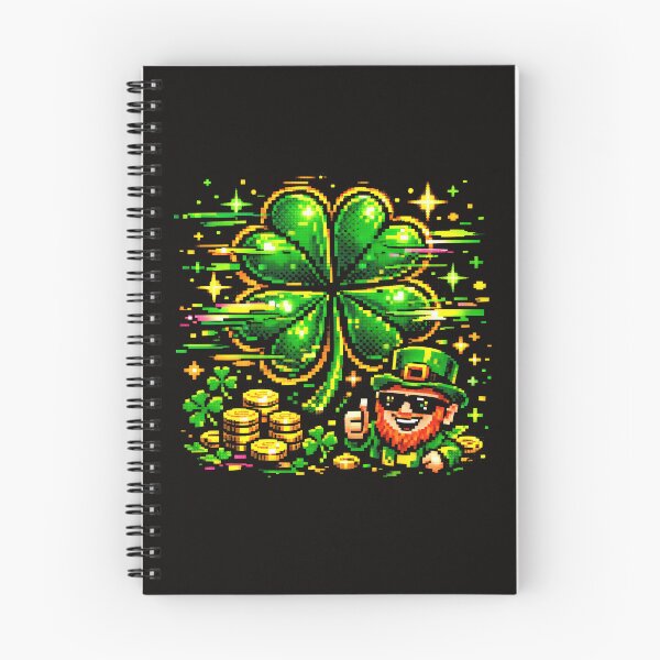 Item preview, Pixel Shamrock and Leprechaun Design with Gold Coins and Glowing Luck for St. Patrick’s Day designed and sold by SplashTastic.