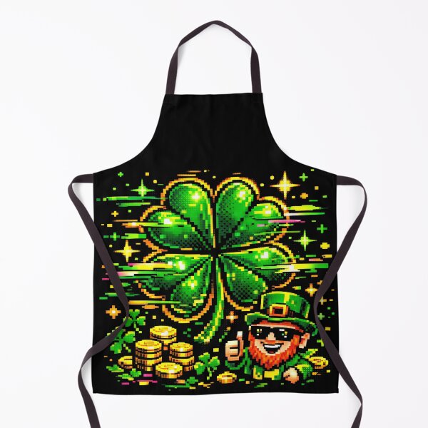 Item preview, Pixel Shamrock and Leprechaun Design with Gold Coins and Glowing Luck for St. Patrick’s Day designed and sold by SplashTastic.