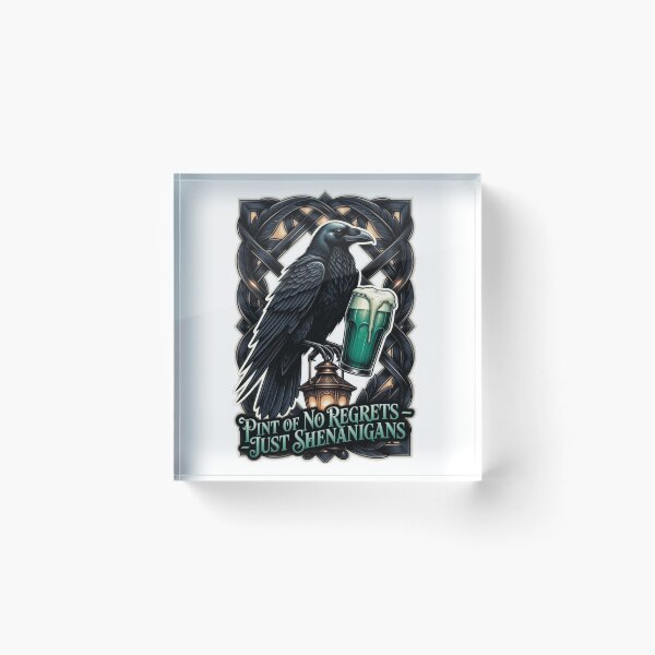 Item preview, Raven's Shenanigans Emerald Pint Tee | Witty No Regrets Irish Pub Humor St Patrick's Graphic Shirt designed and sold by YMLux.