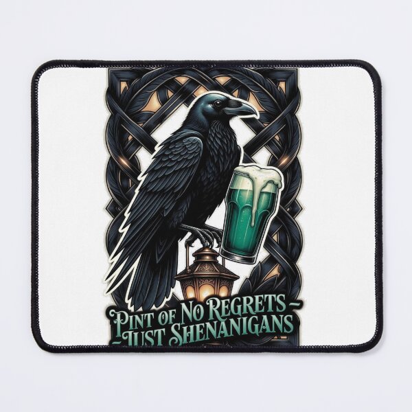 Item preview, Raven's Shenanigans Emerald Pint Tee | Witty No Regrets Irish Pub Humor St Patrick's Graphic Shirt designed and sold by YMLux.