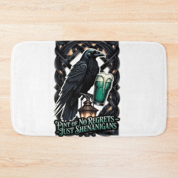 Item preview, Raven's Shenanigans Emerald Pint Tee | Witty No Regrets Irish Pub Humor St Patrick's Graphic Shirt designed and sold by YMLux.