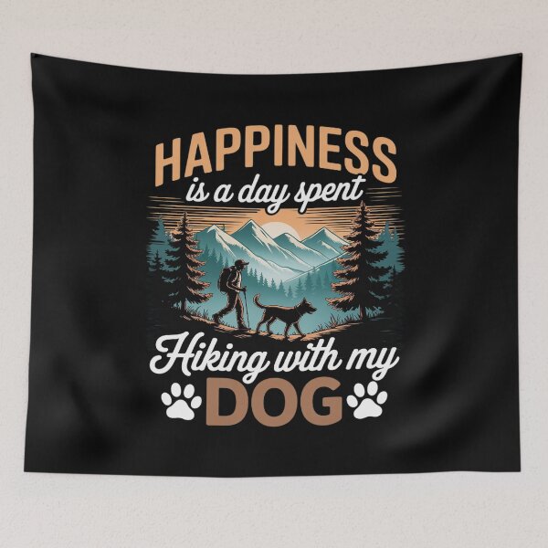 Item preview, Happiness is a day spent Hiking with my Dog  designed and sold by FadeOfThrone.