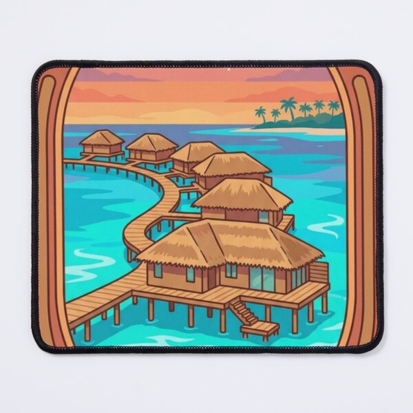 Item preview, "OVERWATER DREAMS" Maldives badge design - a beautiful yet thought-provoking design that celebrates the Maldives while raising environmental awareness! designed and sold by buycostarica.