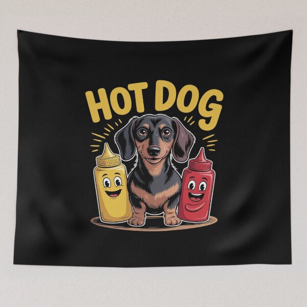 Item preview, Hot Dog National Hot Dog Day Dachshund Mustard Ketchup  designed and sold by MarryIsMonth.