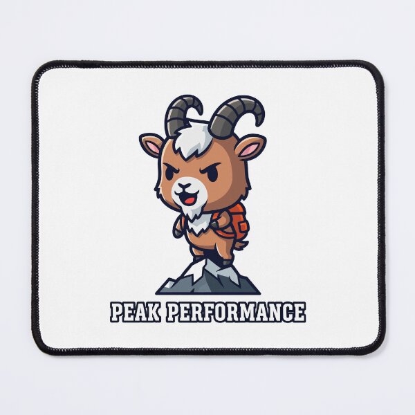 Item preview, Cute Cartoon Mountain Goat Mascot on Peak with Backpack - Peak Performance Illustration designed and sold by Dofitopia.