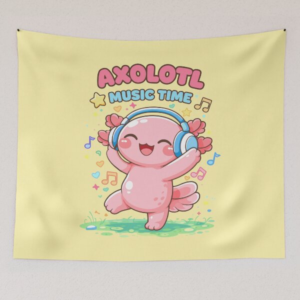 Item preview, Cute Axolotl Listening Music in Kawaii Funny Style designed and sold by Sitchko.