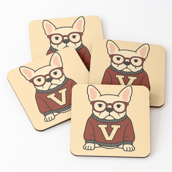 Item preview, French Bulldog with Glasses · Preppy V Sweater Illustration designed and sold by Aloloco.