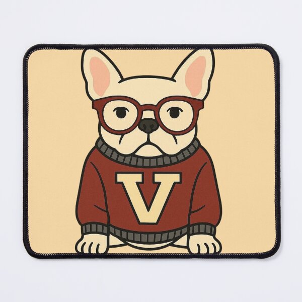 Item preview, French Bulldog with Glasses · Preppy V Sweater Illustration designed and sold by Aloloco.
