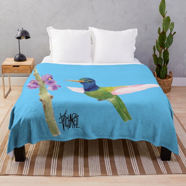 Item preview, Blue Green Hummer with Purple Flower designed and sold by Jesus Vichareli.
