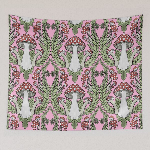Item preview, Sweet mushroom damask designed and sold by beesocks.