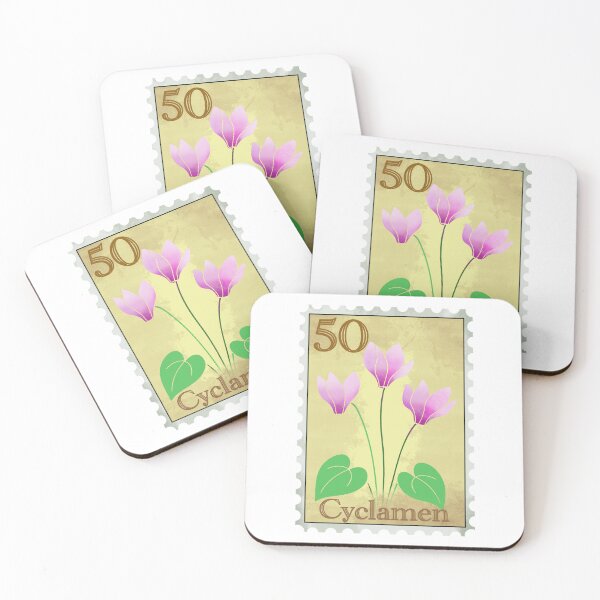 Item preview, Vintage Cyclamen Flowers Stamp designed and sold by Lillilia.