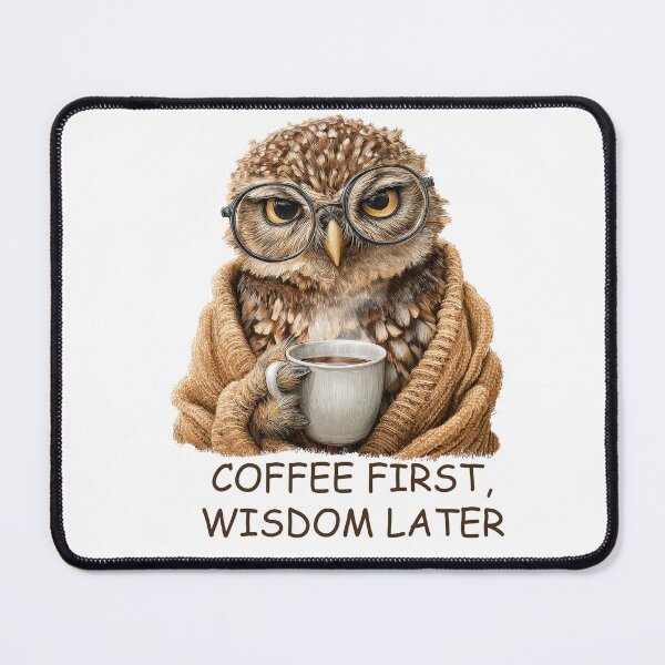 Item preview, A cozy and clever owl illustration perfect for coffee lovers designed and sold by ArtFairy38.