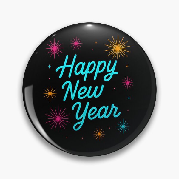 Item preview, Happy New Year Neon Fireworks Typography Design designed and sold by ArtVoyageShop.
