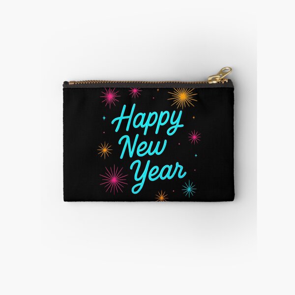 Item preview, Happy New Year Neon Fireworks Typography Design designed and sold by ArtVoyageShop.