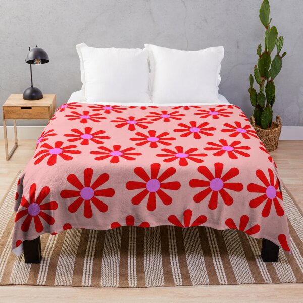 Item preview, Retro Red and Pink Daisy Pattern - Groovy 70s Floral Aesthetic designed and sold by DeeLulu.