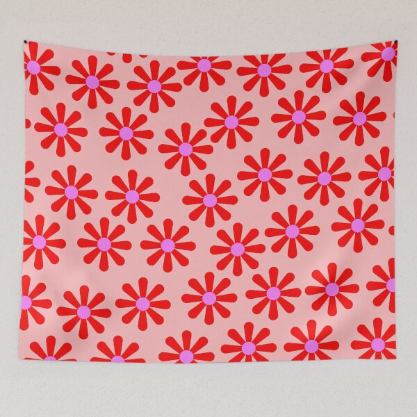 Item preview, Retro Red and Pink Daisy Pattern - Groovy 70s Floral Aesthetic designed and sold by DeeLulu.