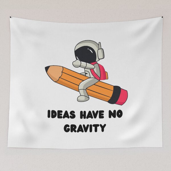 Item preview, Ideas Have No Gravity – Creative Astronaut Pencil Illustration designed and sold by TorqueThread.
