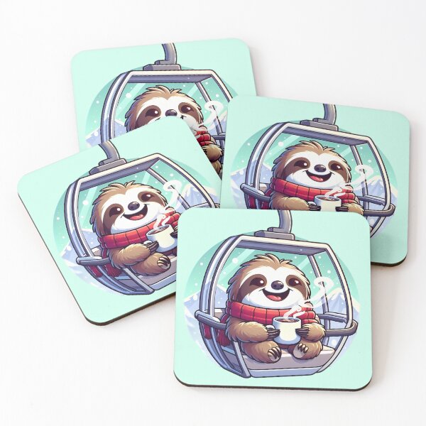 Item preview, Funny Sloth on Ski Lift - Cute Winter Apres Ski & Hot Cocoa designed and sold by GREENZ0NE.