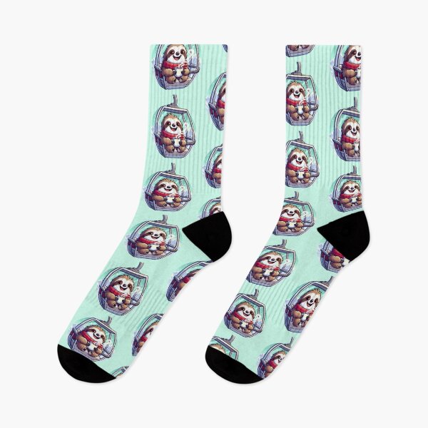 Item preview, Funny Sloth on Ski Lift - Cute Winter Apres Ski & Hot Cocoa designed and sold by GREENZ0NE.