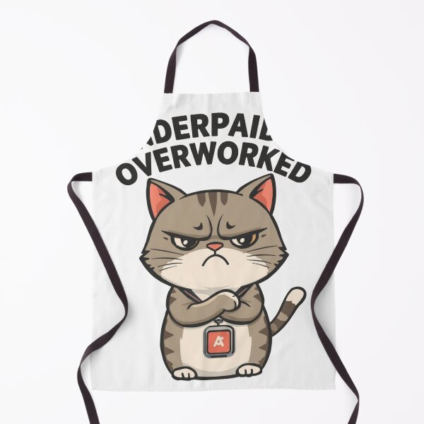 Item preview, Underpaid and Overworked - Funny Grumpy Cat Work Humor designed and sold by The Grumpy Pet Club.