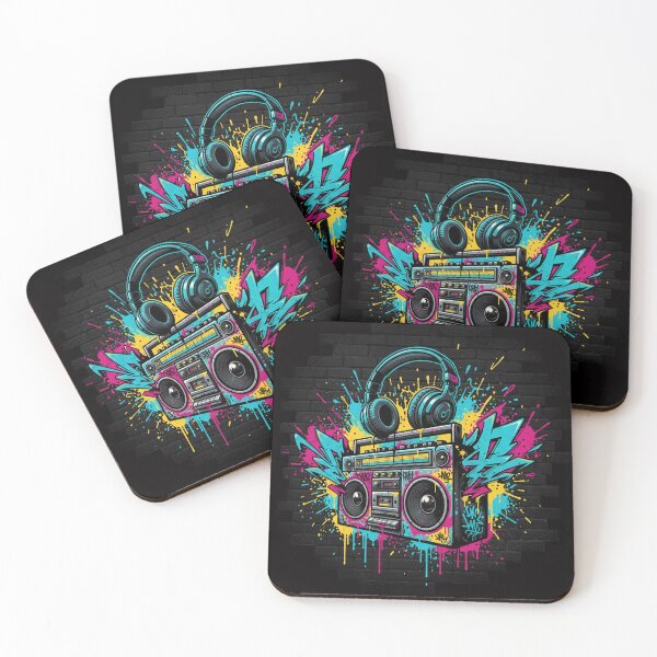 Item preview, Vintage Boombox with Headphones Graffiti Street Art designed and sold by PixelQ.