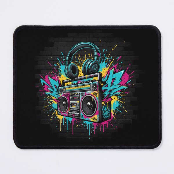 Item preview, Vintage Boombox with Headphones Graffiti Street Art designed and sold by PixelQ.
