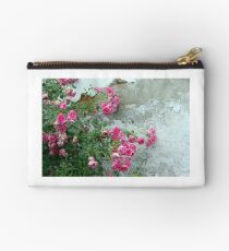 pink roses on old wall Studio Pouch