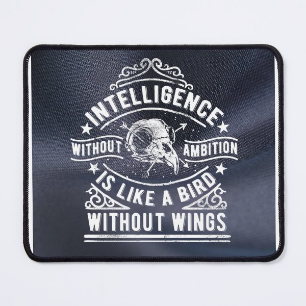 Item preview, Intelligence Without Ambition Is Like a Bird Without Wings, Bird Without Wings – Intelligence & Ambition Quote Design, Intelligence Without Ambition Skull Illustration designed and sold by GDbanners.