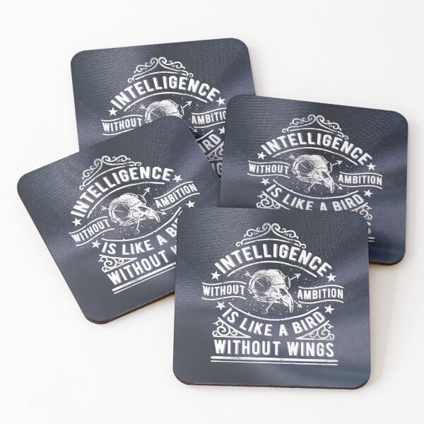 Item preview, Intelligence Without Ambition Is Like a Bird Without Wings, Bird Without Wings – Intelligence & Ambition Quote Design, Intelligence Without Ambition Skull Illustration designed and sold by GDbanners.