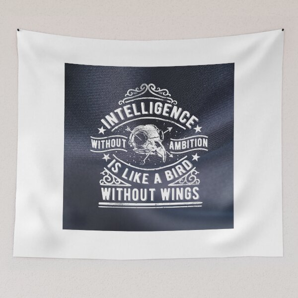 Item preview, Intelligence Without Ambition Is Like a Bird Without Wings, Bird Without Wings – Intelligence & Ambition Quote Design, Intelligence Without Ambition Skull Illustration designed and sold by GDbanners.