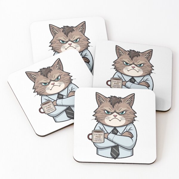 Item preview, Coffee Lover Office Humor - Grumpy Cat with Mug Sticker designed and sold by The Grumpy Pet Club.