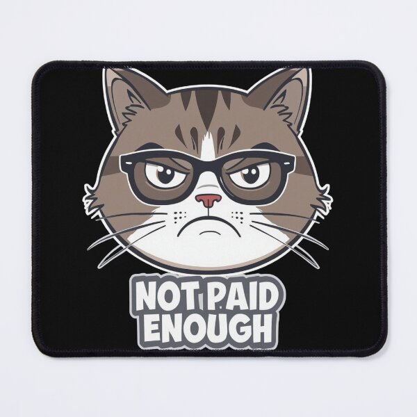 Item preview, Not Paid Enough - Funny Grumpy Cat with Glasses Sticker designed and sold by The Grumpy Pet Club.