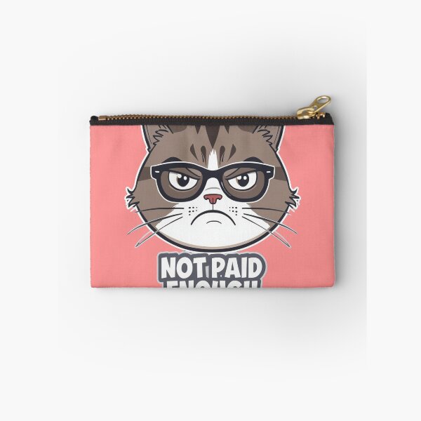 Item preview, Not Paid Enough - Funny Grumpy Cat with Glasses Sticker designed and sold by The Grumpy Pet Club.