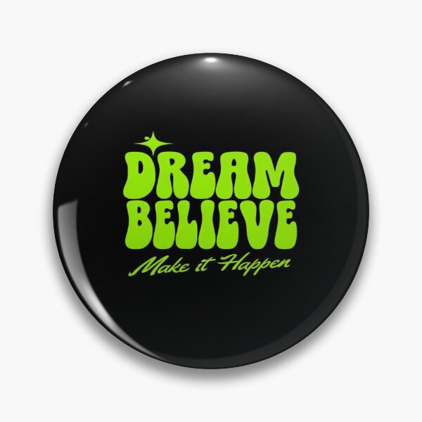 Item preview, Motivational Quote Poster – Dream Believe Make It Happen – Bold Green Text on Black Background designed and sold by Bright Nest Studio.