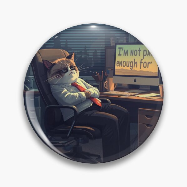 Item preview, Late Night Office Burnout - Lofi Style Grumpy Cat Art designed and sold by The Grumpy Pet Club.