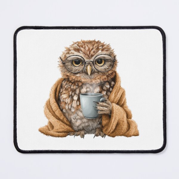 Item preview, A cozy and clever owl illustration perfect for coffee lovers  designed and sold by ArtFairy38.
