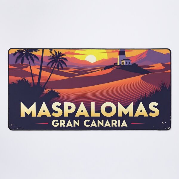 Item preview, Maspalomas, Gran Canaria, Canary Islands: Vintage-Style Painterly Travel Poster designed and sold by LSVart.