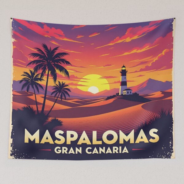 Item preview, Maspalomas, Gran Canaria, Canary Islands: Vintage-Style Painterly Travel Poster designed and sold by LSVart.