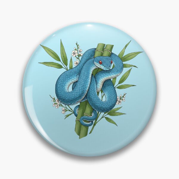 Item preview, Blue Pit Viper Snake On Bamboo designed and sold by BirdsnStuff.