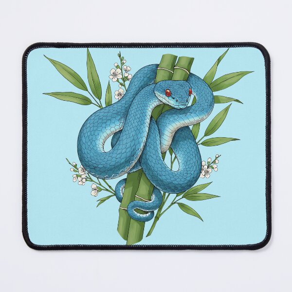 Item preview, Blue Pit Viper Snake On Bamboo designed and sold by BirdsnStuff.