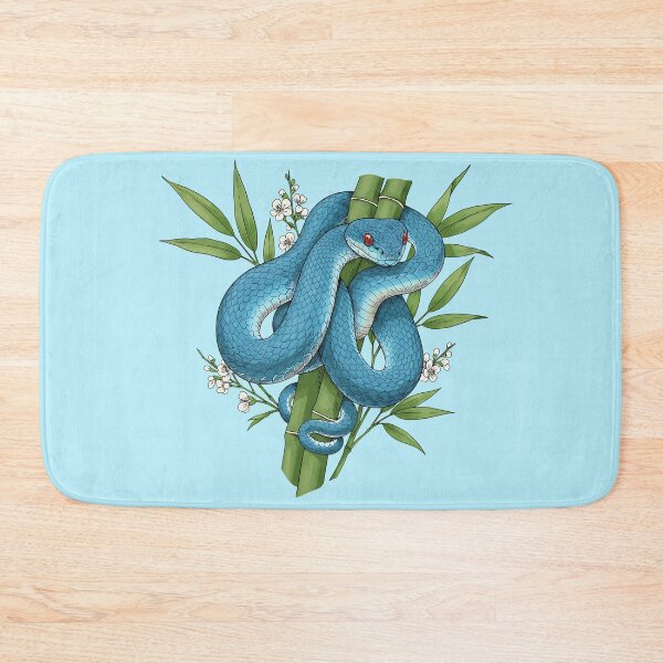 Item preview, Blue Pit Viper Snake On Bamboo designed and sold by BirdsnStuff.