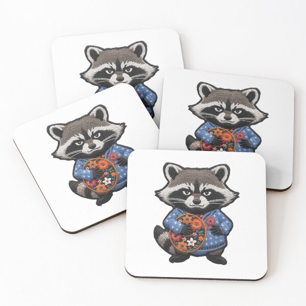 Item preview, Grumpy Raccoon with Embroidery Hoop - Funny Sewing Gift designed and sold by The Grumpy Pet Club.