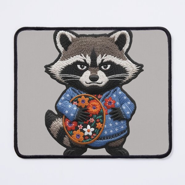 Item preview, Grumpy Raccoon with Embroidery Hoop - Funny Sewing Gift designed and sold by The Grumpy Pet Club.