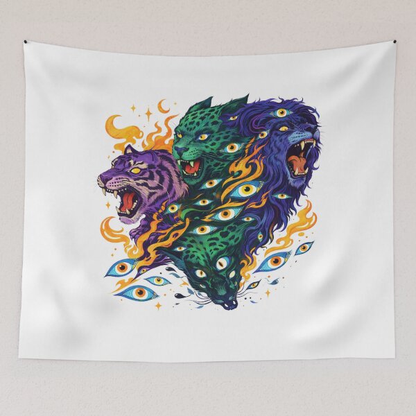 Item preview, Surreal Three Eyed Big Cats Illustration designed and sold by Maverickystore.