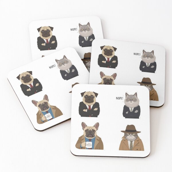 Item preview, Grumpy Animal Office Humor Sticker Pack - 4 Funny Cats and Dogs designed and sold by The Grumpy Pet Club.