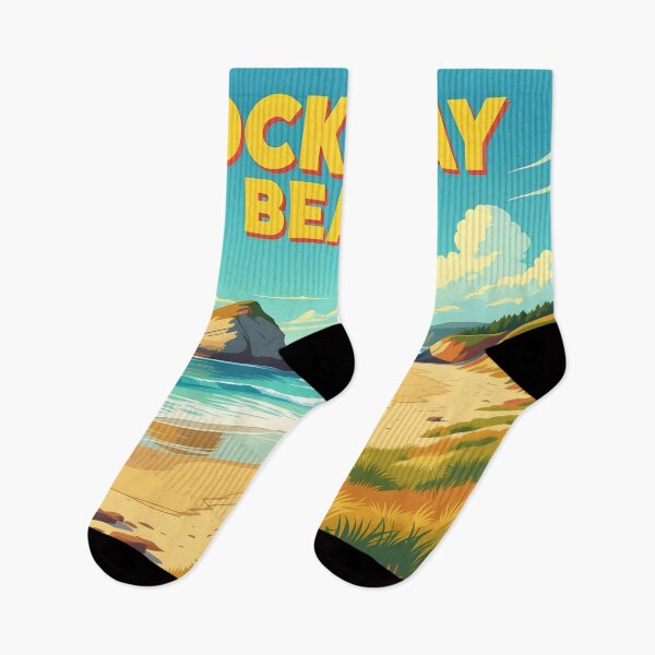 Item preview, Rockaway Beach, Oregon, USA: Vintage-Style Painterly Travel Poster designed and sold by LSVart.