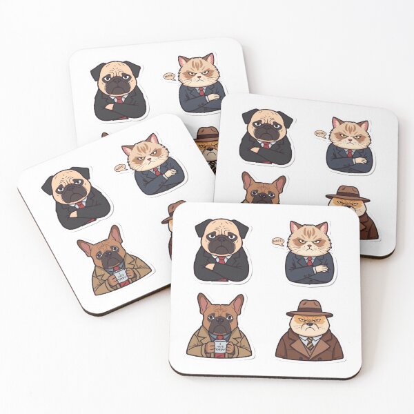 Item preview,  Grumpy Animal Office Humor Sticker Pack - 4 Funny Cats and Dogs designed and sold by The Grumpy Pet Club.